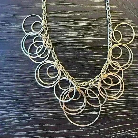 Gold tone hoop dangle interlacing statement necklace - Picture 2 of 4